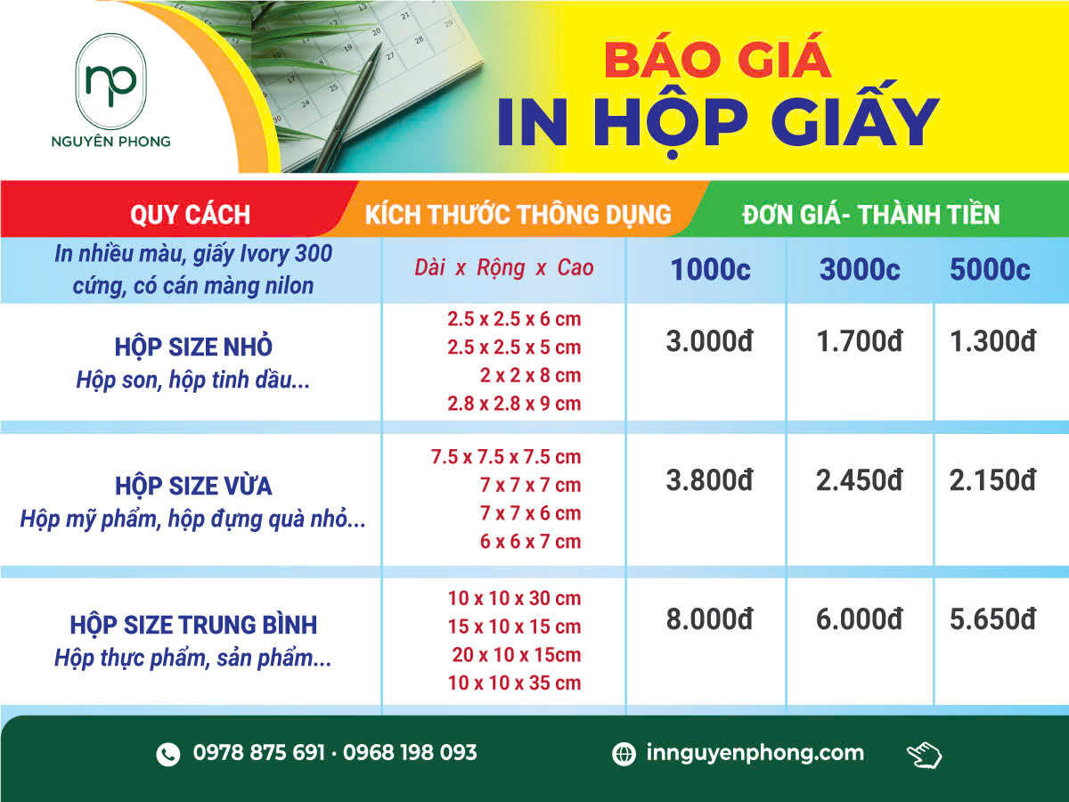 Báo giá tham khảo in hộp giấy mềm